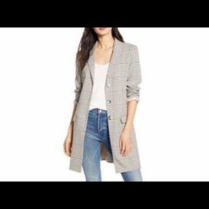 BB Dakota NWT Plaid Light Beige Long Blazer Jacket